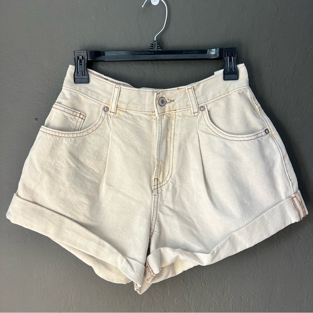 We The Free Neutral High-Waist Light Beige Dani Shorts